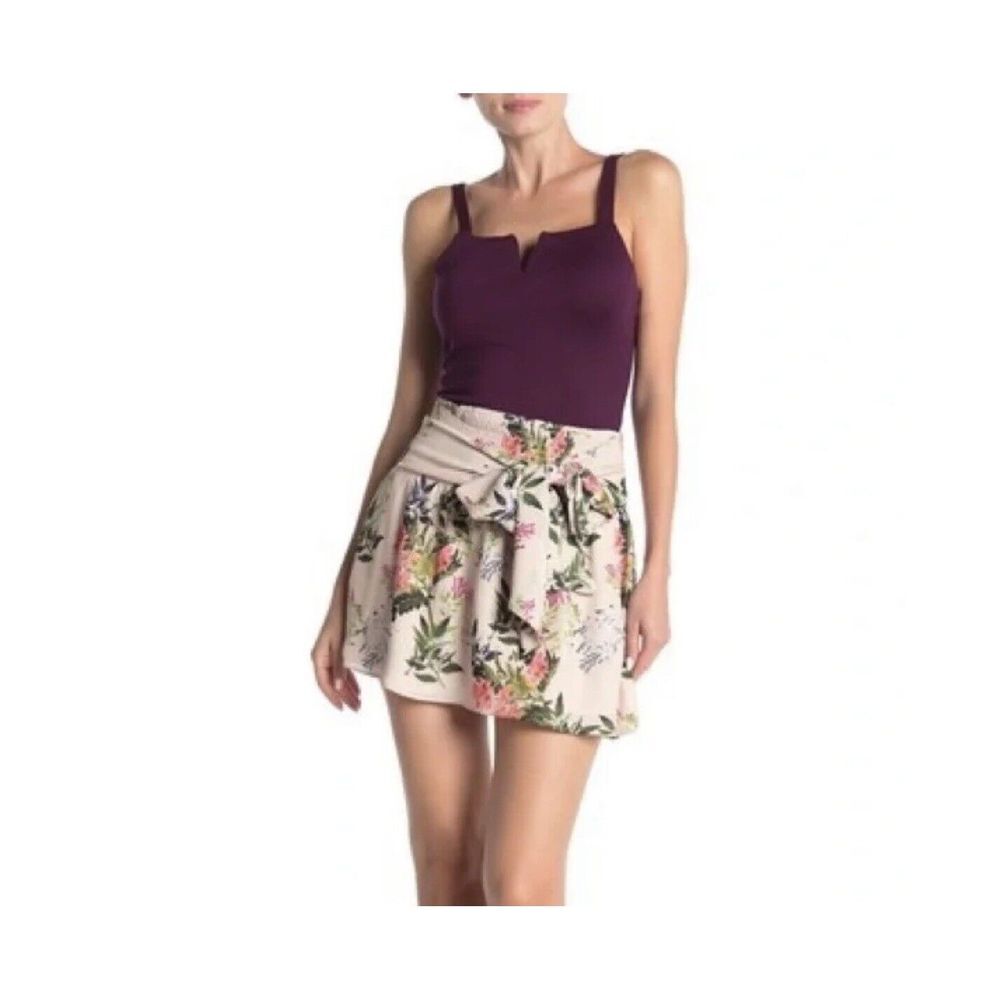 $268 NWT PARKER Sz S FLORAL PRINT SMOCKED‎ TIE WAIST MINI SKIRT PORTOFINO MULTI